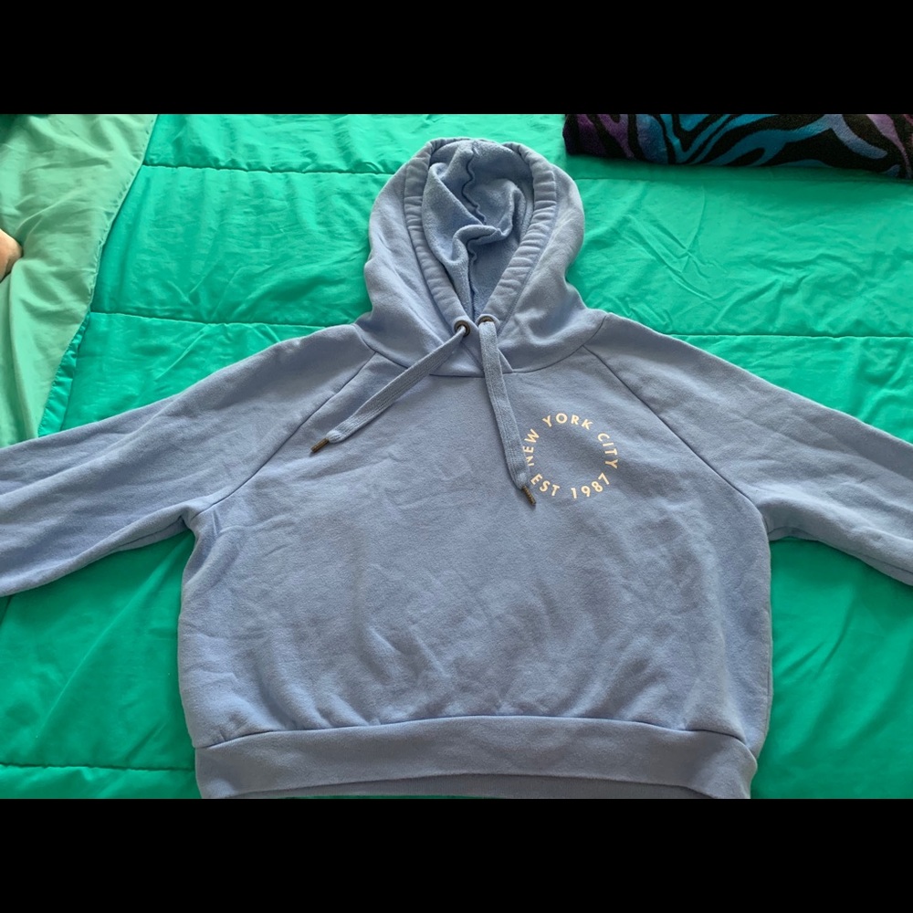 Blue printed hoodie